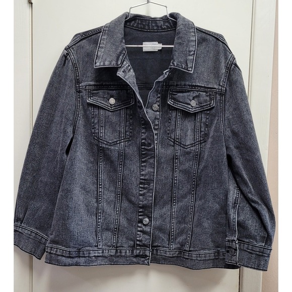Terra‎ & sky black denim Women's Jacket Size 14w - Picture 1 of 11